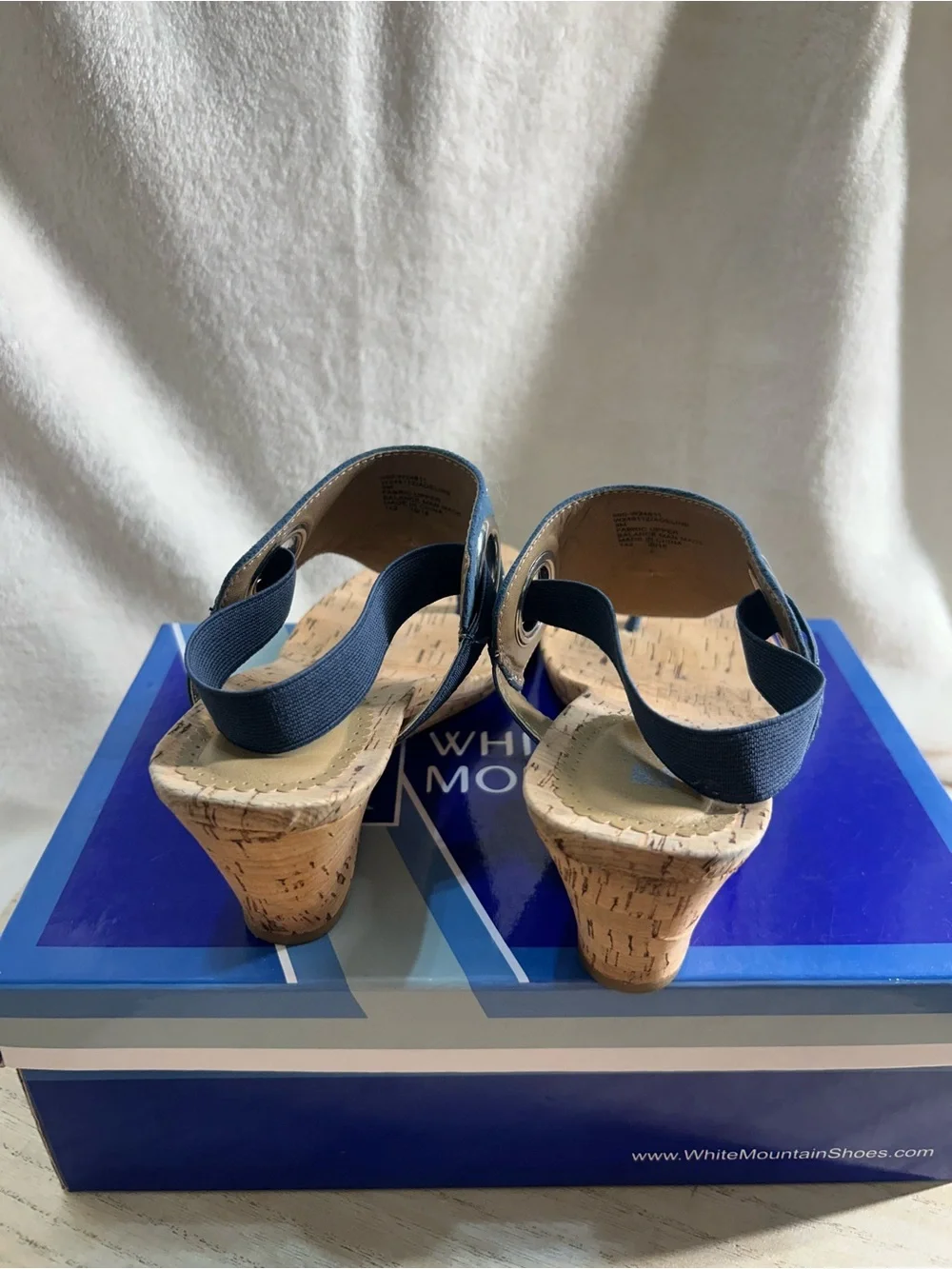 White Mountain Blue Jeweled Cork Wedge Sandals